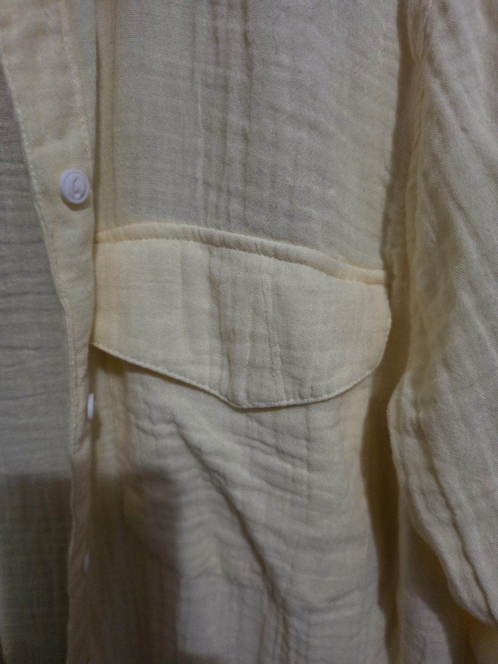 a.n.a a new approach -Very Bright Light Yellow Crinkled Gauze Button-Down Shirt - Picture 6 of 11